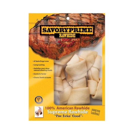 Savory Prime Savory Prime Supreme Medium Adult Knotted Bone Rawhide 6-7 in. L 6 pk 996